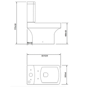 Denza Open Back Pan + Cistern & Soft Close Slimline Seat