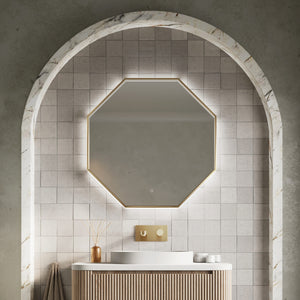 PORTO  Octagonal Mirror Brushed Brass