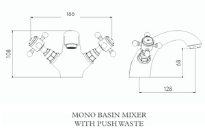Mono Basin Mixer With Push Waste