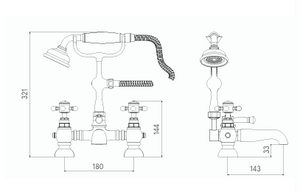 Bath Shower Mixer With Cradle Brass