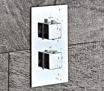 Twin Square Concealed Valve with Diverter