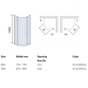 Single Door Quadrant S8 Shower Enclosure